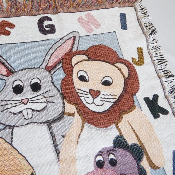 1996 Goodwin Weavers Pillow Buddies Kids Tapestry Throw Blanket Nursery Animals - Picture 13 of 16